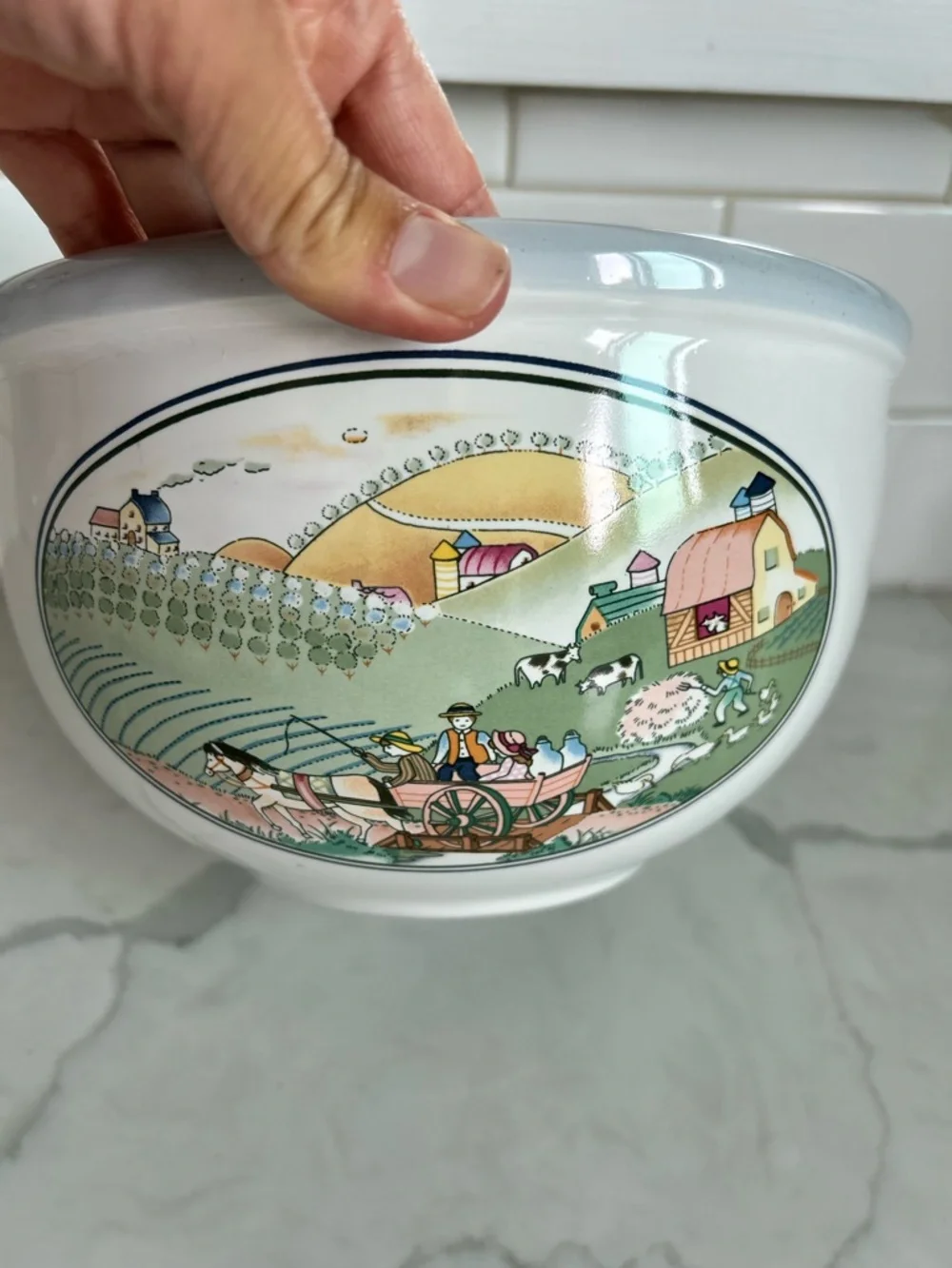 VTG Studio Nova Homecoming Nesting Mixing Bowls Set of 2 Country Farm Stoneware